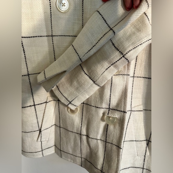 Ralph Lauren Cream Checkered Pea Coat - Picture 5 of 5